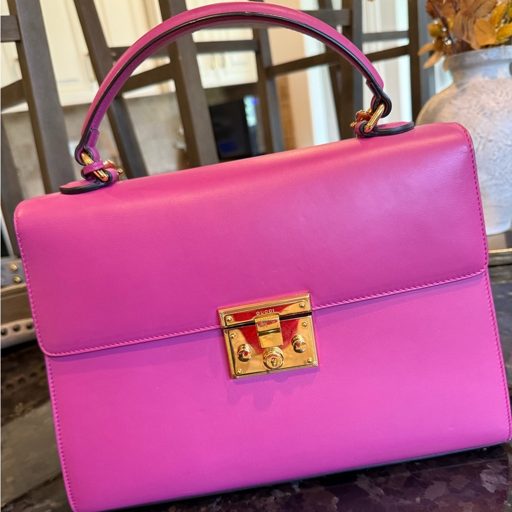 Purple/pinkish Gucci  Leather Handbag with Gold Hardware